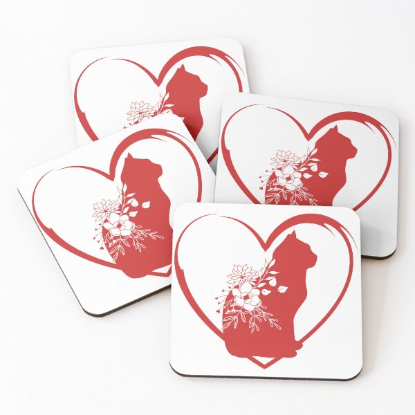 Item preview, Red Heart and Floral Cat designed and sold by FringyGingy.