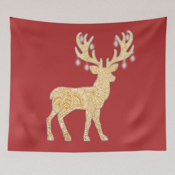 Item preview, Deer zentangle art red Christmas designed and sold by -soraya-.