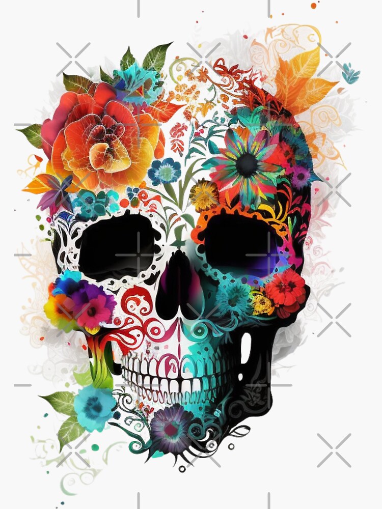 Garden Floral Skull Art Print