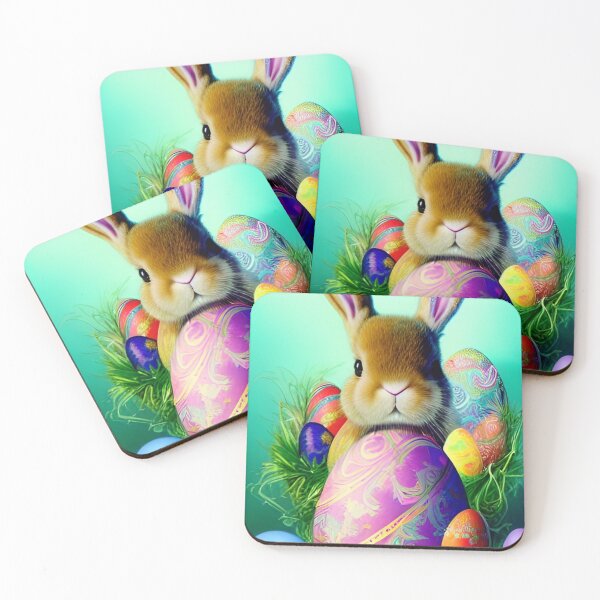 Item preview, Colorful Festive Easter Eggs Easter Bunny Spring Flowers Version 3 designed and sold by DreamingAwake1.