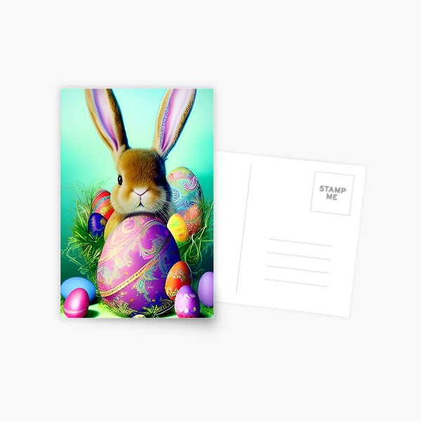 Item preview, Colorful Festive Easter Eggs Easter Bunny Spring Flowers Version 3 designed and sold by DreamingAwake1.