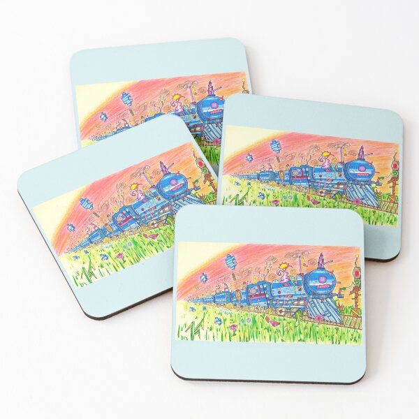 Item preview, Blue Abstract Colorful Puzzle Steam Train  designed and sold by Harold-Inks.