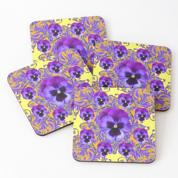 Item preview, PURPLE GARDEN PANSY ABSTRACT GOLDEN-YELLOW ART designed and sold by sharlesart.