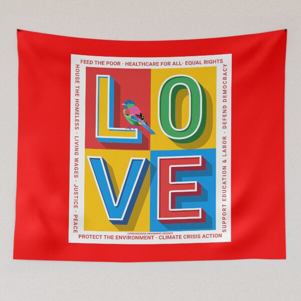 Item preview, PMD00389 Progressive Movement Designs Love colorful Valentine or for any day for Progressives with 12 goals  designed and sold by ProgressiveLeft.