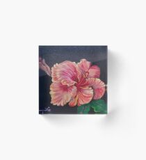 Pretty Orange Hibiscus Acrylic Block