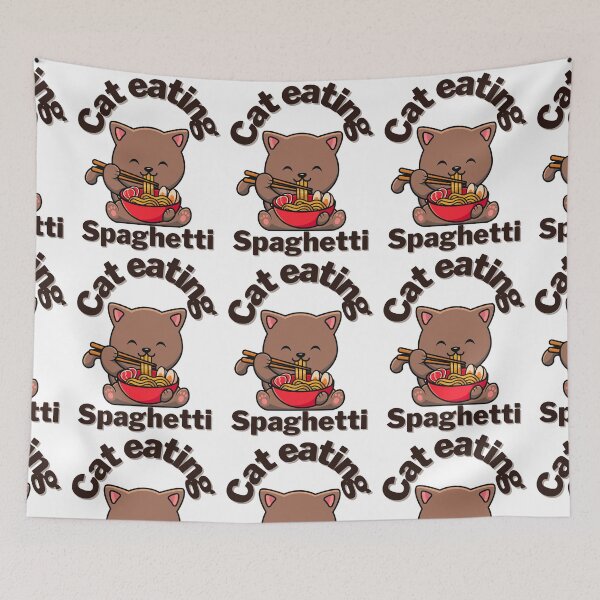 Item preview,  Cat eating spaghetti  designed and sold by Tienda-Vane.