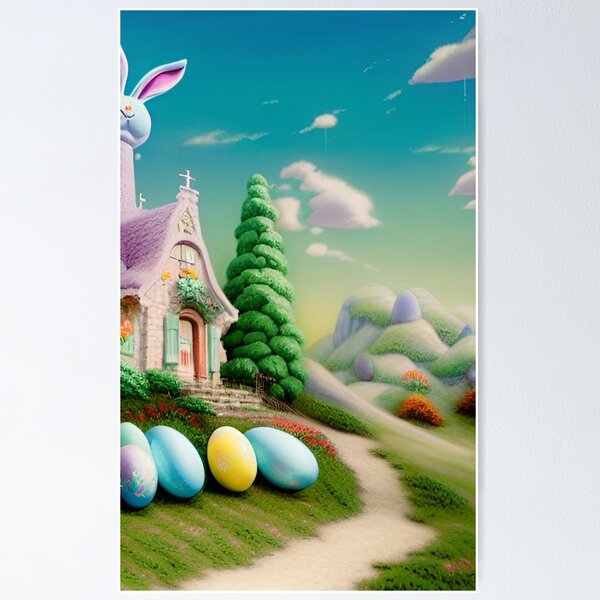 Item preview, Easter Eggs Surreal Fairytale Pastel Landscape designed and sold by DreamingAwake1.