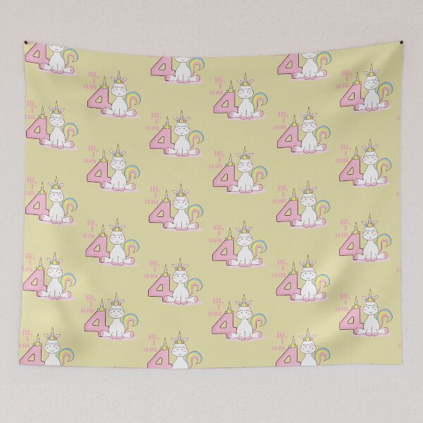 Item preview, Hi I Am Four Pink Unicorn with Rainbow Stripes design for four year olds.  designed and sold by tranquilbeach.