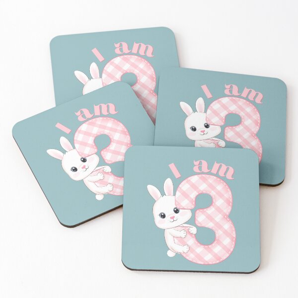 Item preview, I am Three design for toddlers and three year old birthday with Pink and White Bunny for 3 Year Old Birthdays.  designed and sold by tranquilbeach.
