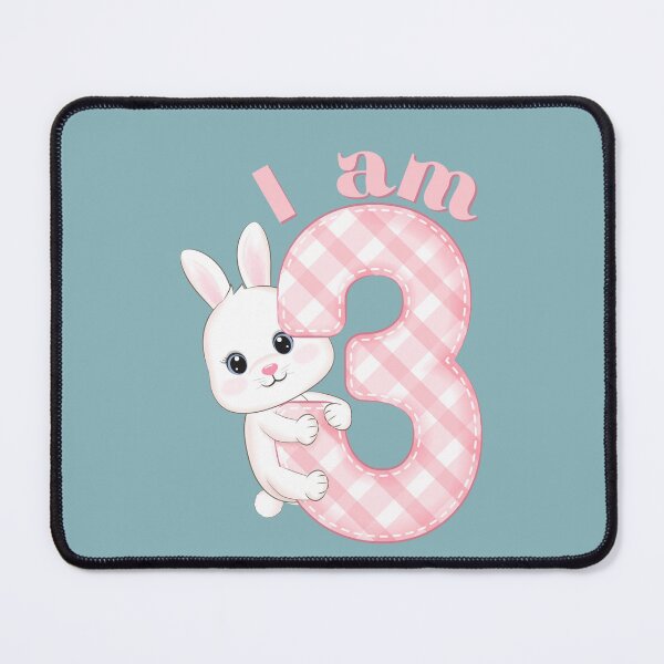 Item preview, I am Three design for toddlers and three year old birthday with Pink and White Bunny for 3 Year Old Birthdays.  designed and sold by tranquilbeach.