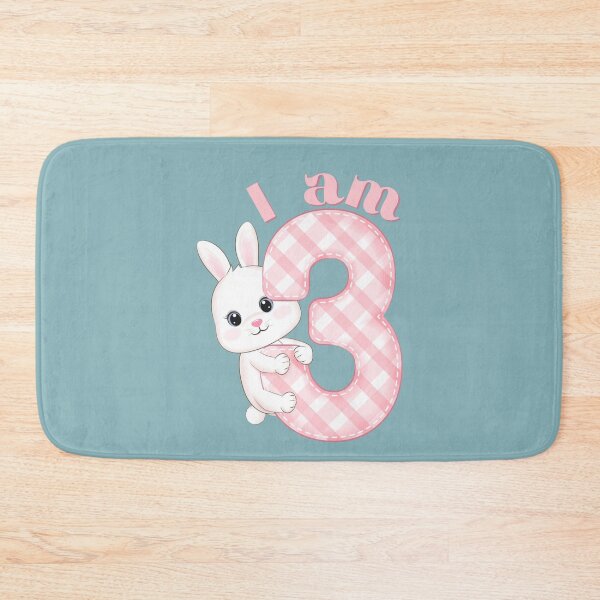 Item preview, I am Three design for toddlers and three year old birthday with Pink and White Bunny for 3 Year Old Birthdays.  designed and sold by tranquilbeach.