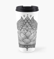 Grey Lotus Flower Geometric Design Travel Mug