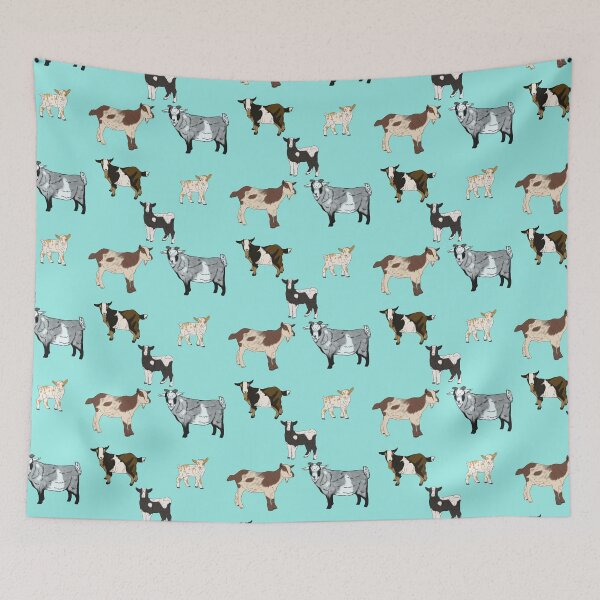 Item preview, Seafoam Nigerian Dwarf Goats Pattern designed and sold by Ashley Gagnon.