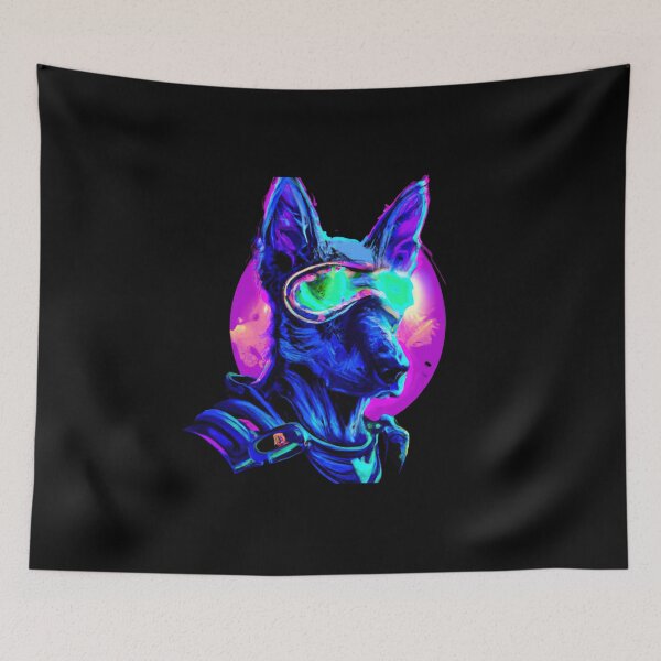 Item preview, Cute Futuristic Pup in a Synthwave Wonderland D designed and sold by Cosmic-graphics.