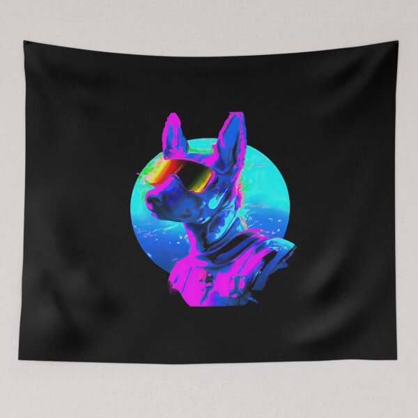 Item preview, Futuristic Pup in a Neon Dream in a Technicolor World D designed and sold by Cosmic-graphics.