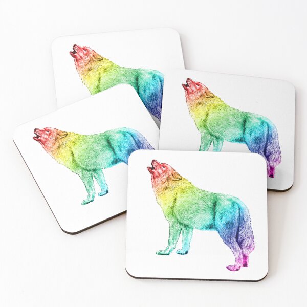 Item preview, Howling wolf - rainbow colorized version 1 designed and sold by SylvieG18.