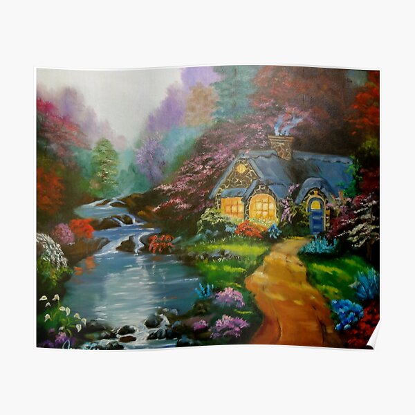 Cottage by the Lake Poster