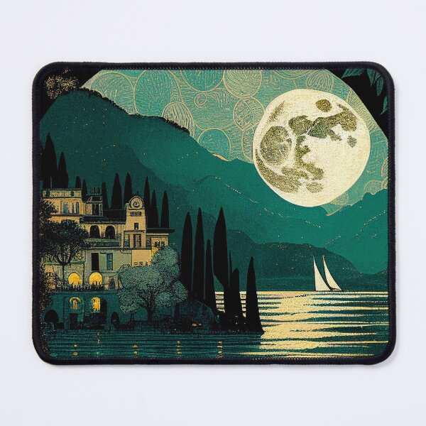 Item preview, Lake Como under a big moon, vintage style designed and sold by SamJanner.