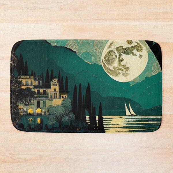 Item preview, Lake Como under a big moon, vintage style designed and sold by SamJanner.