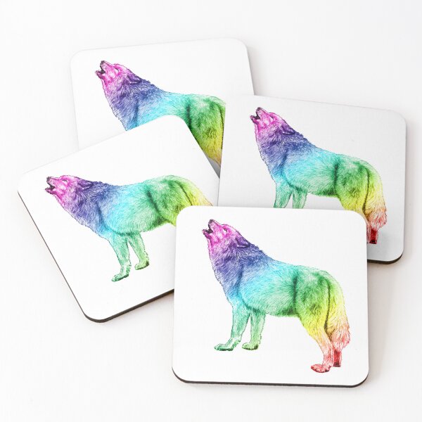 Item preview, Howling wolf - rainbow colorized version 2 designed and sold by SylvieG18.