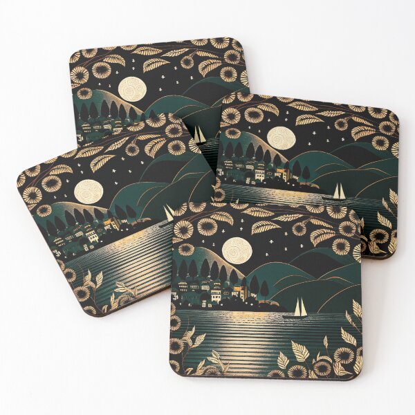 Item preview, Lake Como at night in an art nouveau frame designed and sold by SamJanner.