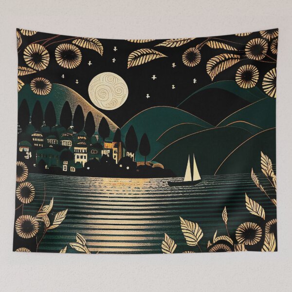 Item preview, Lake Como at night in an art nouveau frame designed and sold by SamJanner.