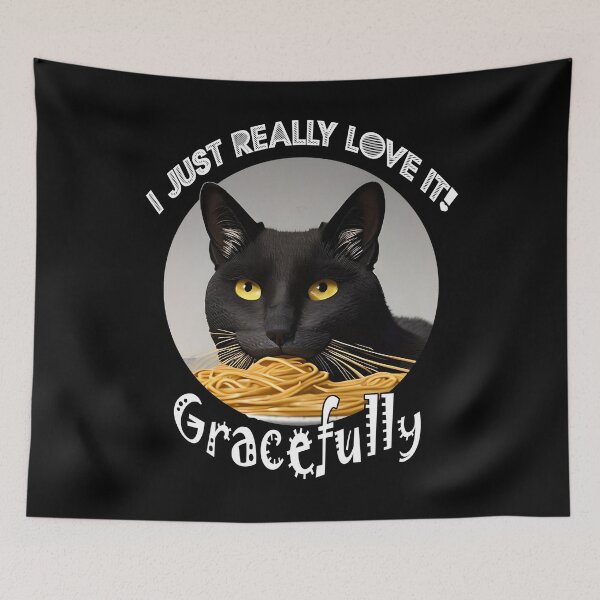 Item preview, Cute Cat Eating Spaghetti, Gracefully designed and sold by JEK Designer ⭐⭐⭐⭐⭐ (5.0).