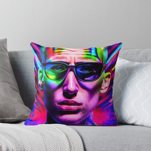 Item preview, Cool man with tattoos and glasses in hologram style - rainbow colors designed and sold by Dalive.