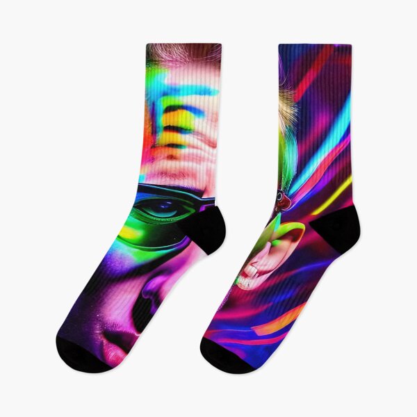 Item preview, Cool man with tattoos and glasses in hologram style - rainbow colors designed and sold by Dalive.