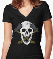 Skull Axe Women's Fitted V-Neck T-Shirt