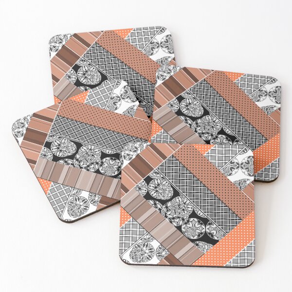 Item preview, black and white with brown patches patchwork designed and sold by fuzzyfox.