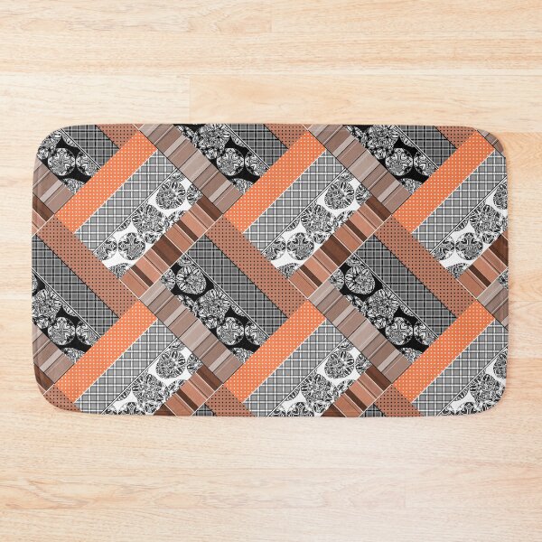 Item preview, black and white with brown patches patchwork designed and sold by fuzzyfox.