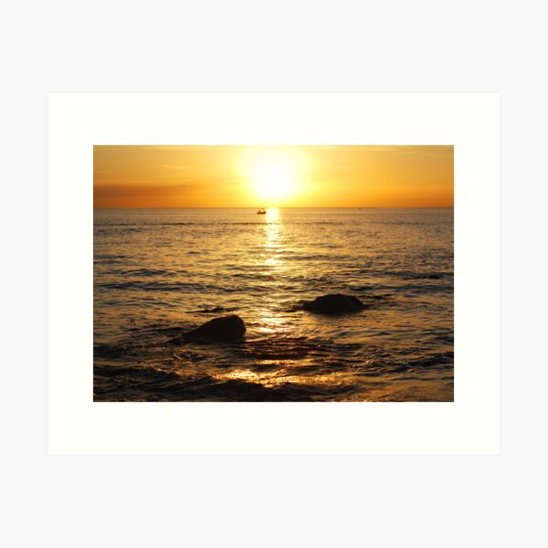 Sunset on Two Rocks Art Print