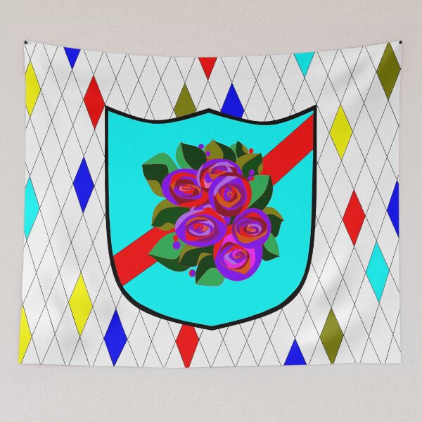 Item preview, A Stained Glass Shield with Roses and Ribbon designed and sold by judy snyder.