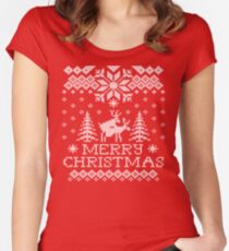 Ugly Sweater - Reindeer Humping Women's Fitted Scoop T-Shirt