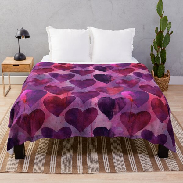 Aperçu de l'œuvre coeurs aquarelles en violet foncé et rouge créée et vendue par KariSmithDes.