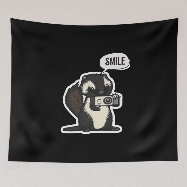Item preview, Skunk Say Smile Funny Cute Photographer Holding Camera designed and sold by InkMeister.