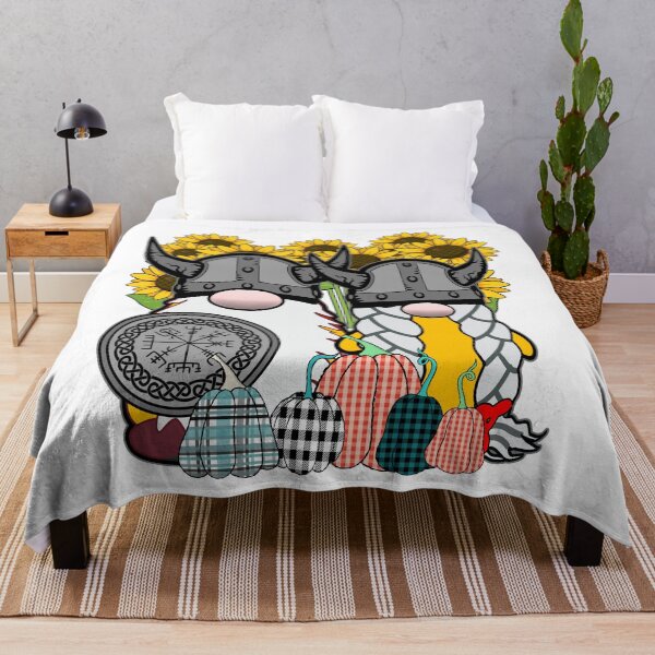 Item preview, Cute Nordic Gnomes Viking Tomte Couple Harvest Sunflowers, Scandinavian designed and sold by funnytshirtemp.