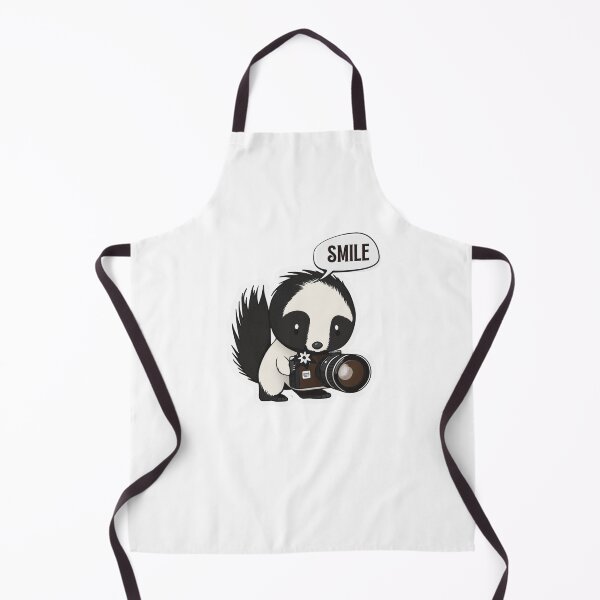 Item preview, Skunk Say Smile Funny Cute Photographer Black on White Holding Camera designed and sold by InkMeister.