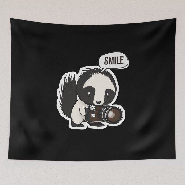 Item preview, Skunk Say Smile Funny Cute Photographer Holding Camera designed and sold by InkMeister.