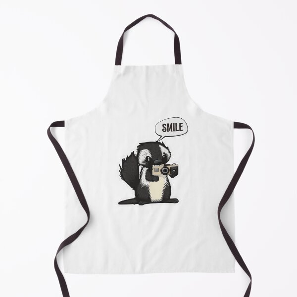 Item preview, Skunk Say Smile Funny Cute Photographer Black on White Holding Camera designed and sold by InkMeister.
