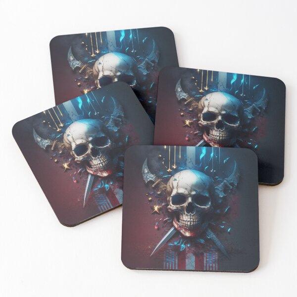 Item preview, American Flag Skull Art with Knives designed and sold by Jades-Corner.