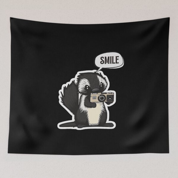 Item preview, Skunk Say Smile Funny Cute Photographer Holding Camera designed and sold by InkMeister.