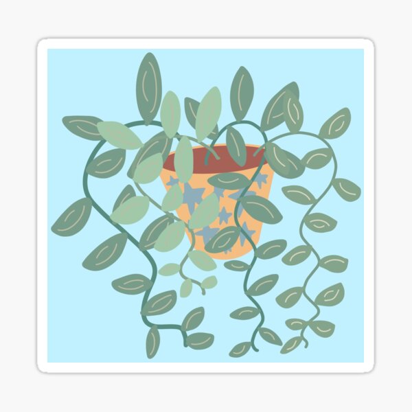 pothos plant in starry terra cotta pot  Sticker