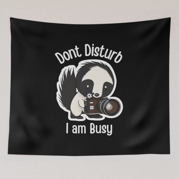 Item preview, Dont Disturb Me I am Busy Skunk Funny Cute Photographer Holding Camera designed and sold by InkMeister.