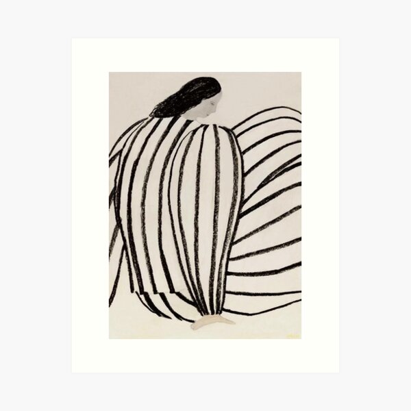 Sofia Lind Line Black Dress Art Print
