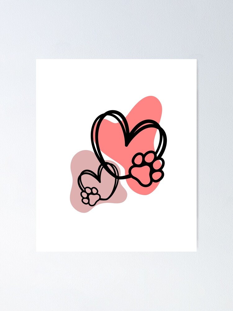 Dog paw print made of red heart Royalty Free Vector Image