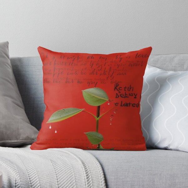 A slightly dewy path. You hit a bush with your shoulder - suddenly on your face Silver dew drips from the leaves - Artificial intelligence art Throw Pillow