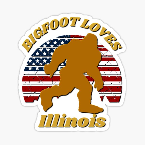 Bigfoot Loves America and Illinois Too Sticker