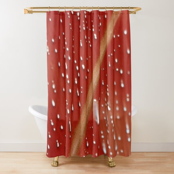 A slightly dewy path. You hit a bush with your shoulder - suddenly on your face Silver dew drips from the leaves. - Artificial intelligence art Shower Curtain